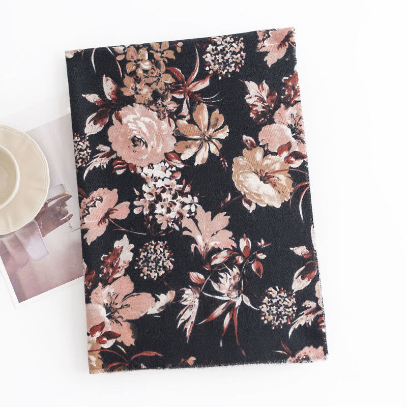 Tactile Knit Botanical Print Meditation Wrap Tibetan Shawl