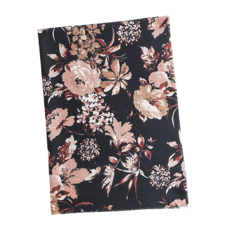 Tactile Knit Botanical Print Meditation Wrap Tibetan Shawl