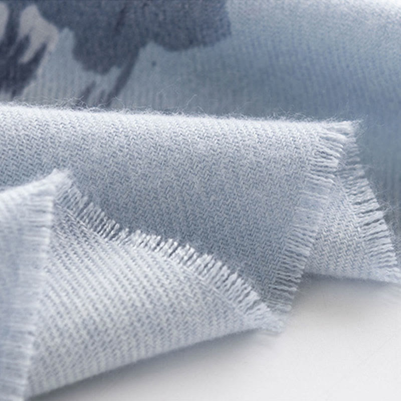 Tibetan Shawl Ethnic Retro Rose Print Fall Winter Cozy Warm Scarf Wrap