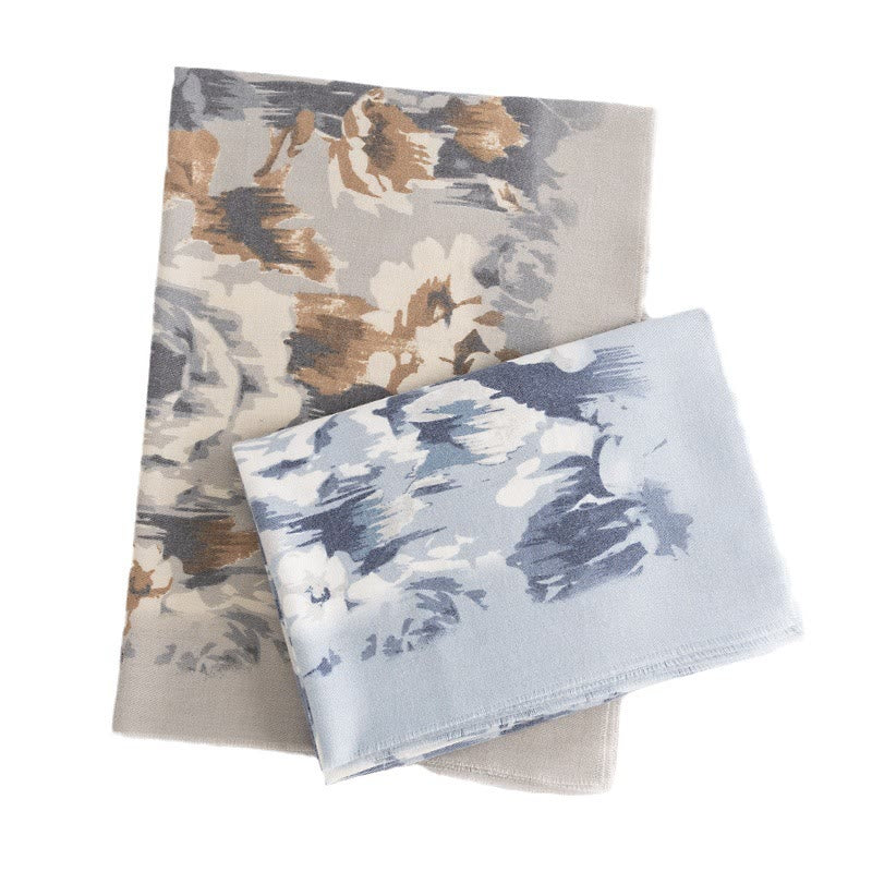 Tibetan Shawl Ethnic Retro Rose Print Fall Winter Cozy Warm Scarf Wrap