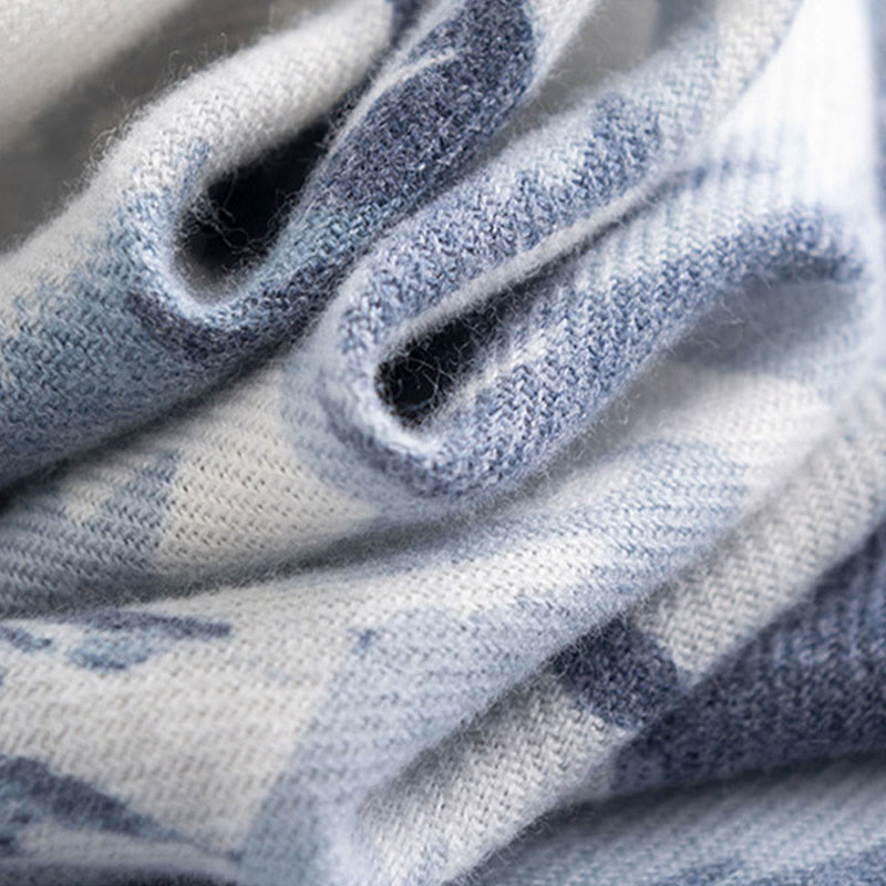 Tibetan Shawl Ethnic Retro Rose Print Fall Winter Cozy Warm Scarf Wrap