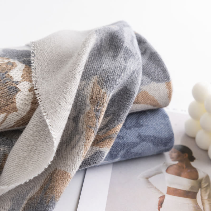 Tibetan Shawl Ethnic Retro Rose Print Fall Winter Cozy Warm Scarf Wrap