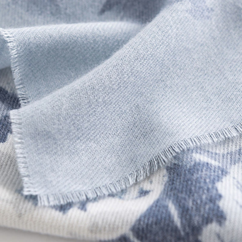 Tibetan Shawl Ethnic Retro Rose Print Fall Winter Cozy Warm Scarf Wrap