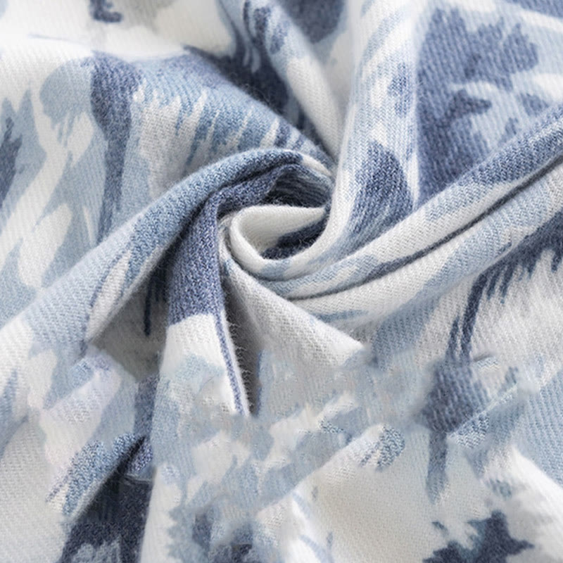 Tibetan Shawl Ethnic Retro Rose Print Fall Winter Cozy Warm Scarf Wrap