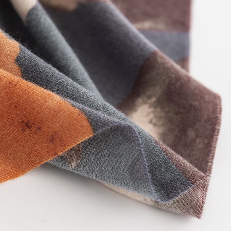 Tibetan Shawl Artistic Style Hibiscus Syriacus Print Fall Winter Cozy Warm Scarf Wrap