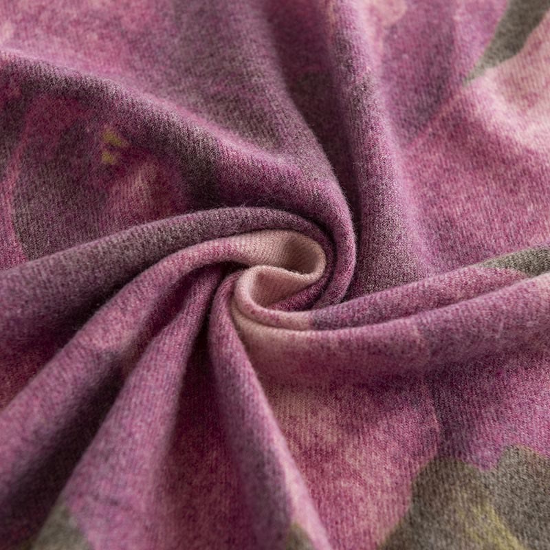 Tibetan Shawl Artistic Style Hibiscus Syriacus Print Fall Winter Cozy Warm Scarf Wrap