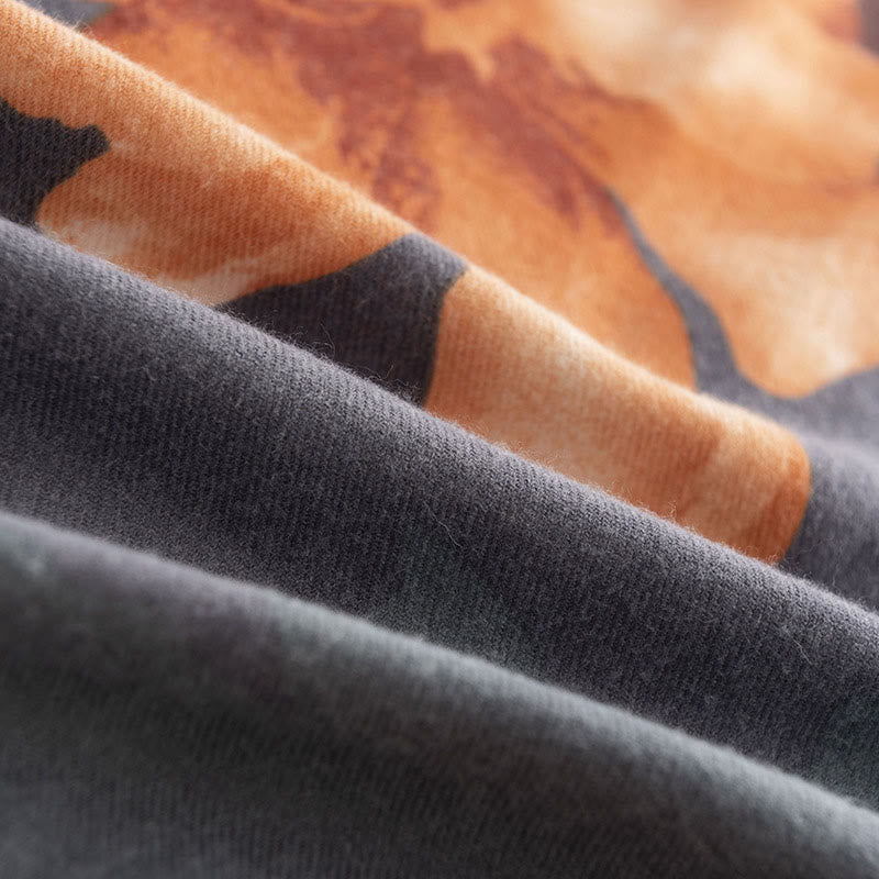 Tibetan Shawl Artistic Style Hibiscus Syriacus Print Fall Winter Cozy Warm Scarf Wrap