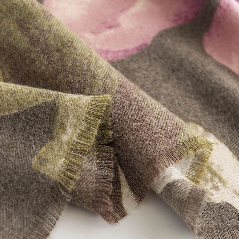 Tibetan Shawl Artistic Style Hibiscus Syriacus Print Fall Winter Cozy Warm Scarf Wrap