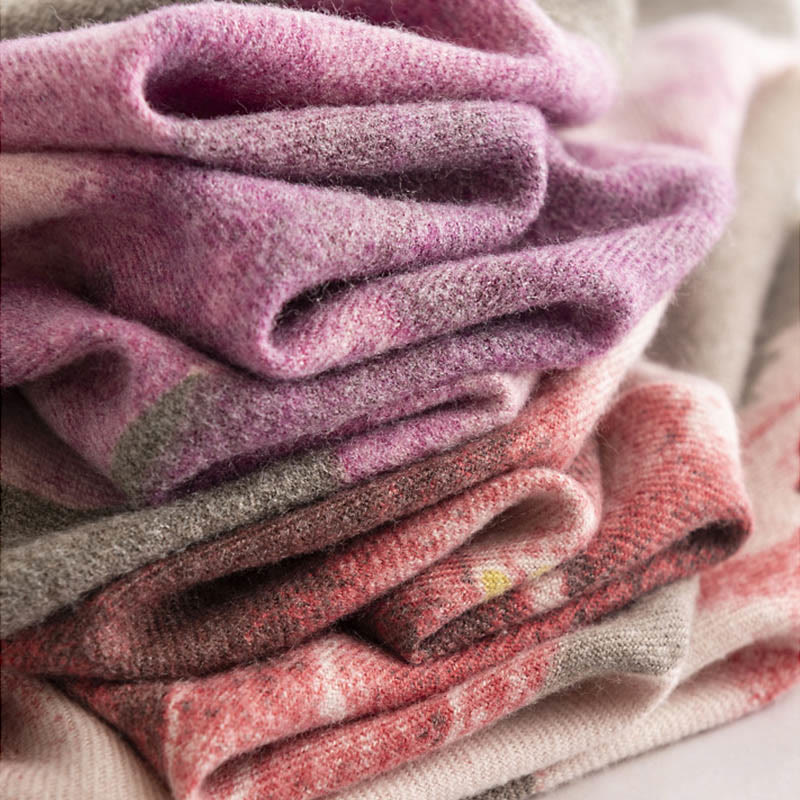 Tibetan Shawl Artistic Style Hibiscus Syriacus Print Fall Winter Cozy Warm Scarf Wrap