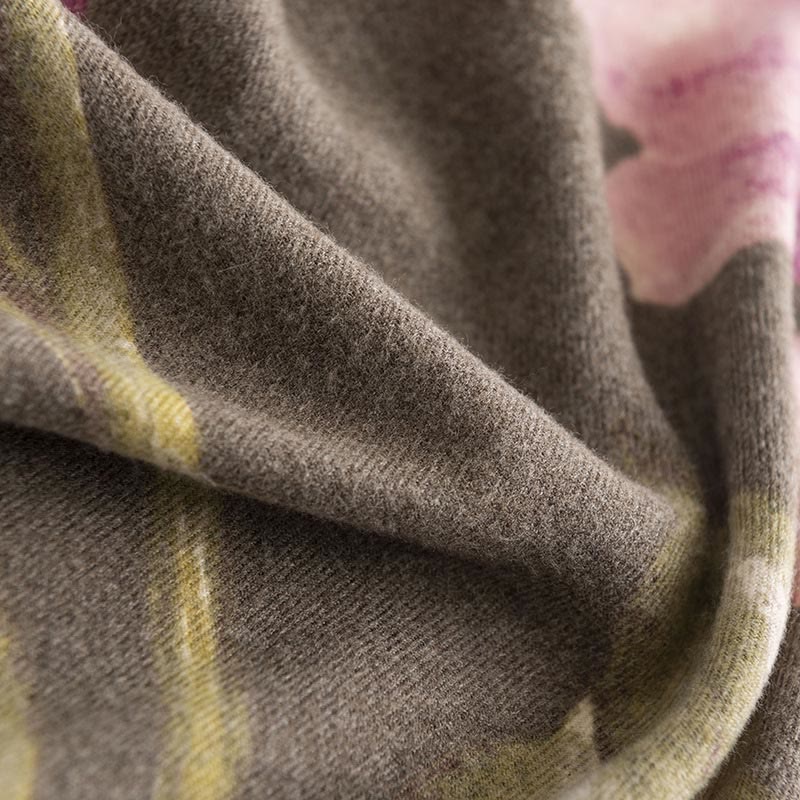 Tibetan Shawl Artistic Style Hibiscus Syriacus Print Fall Winter Cozy Warm Scarf Wrap