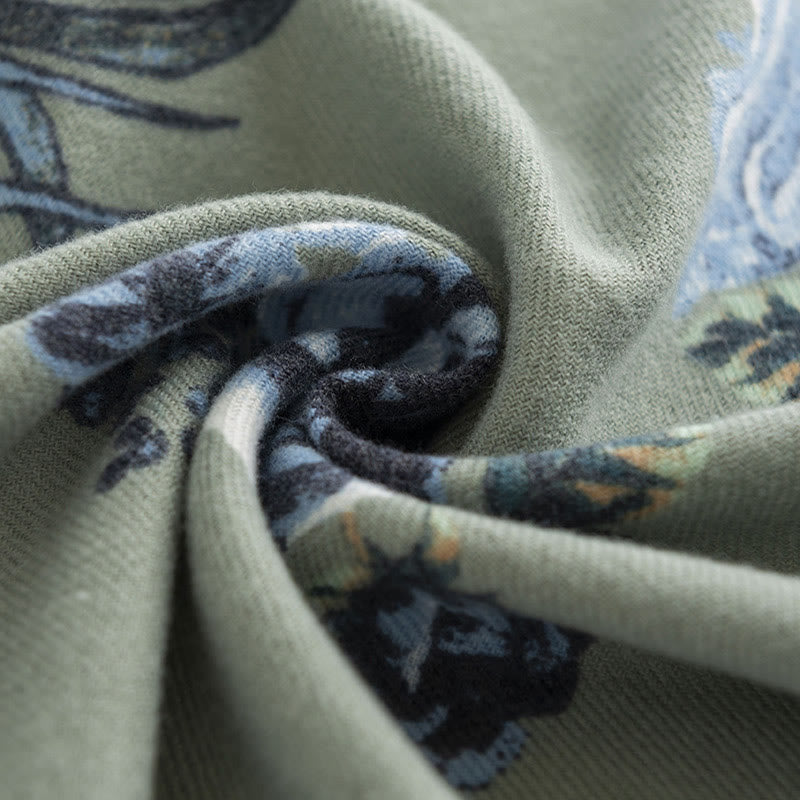 Tibetan Shawl Garden Style Rose Flower Print Fall Winter Soft Warm Scarf Wrap