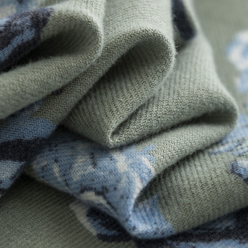 Tibetan Shawl Garden Style Rose Flower Print Fall Winter Soft Warm Scarf Wrap