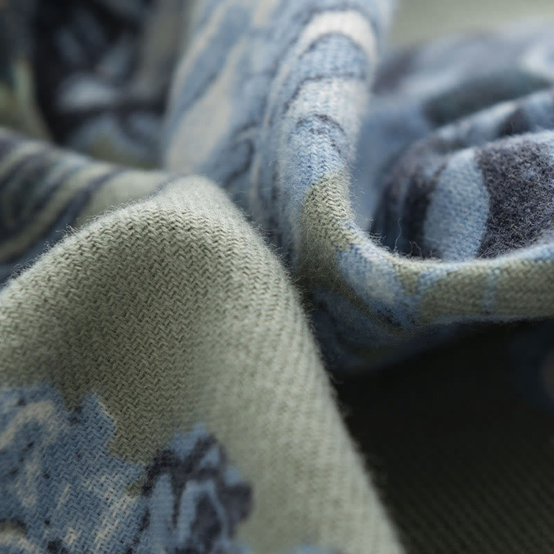 Tibetan Shawl Garden Style Rose Flower Print Fall Winter Soft Warm Scarf Wrap