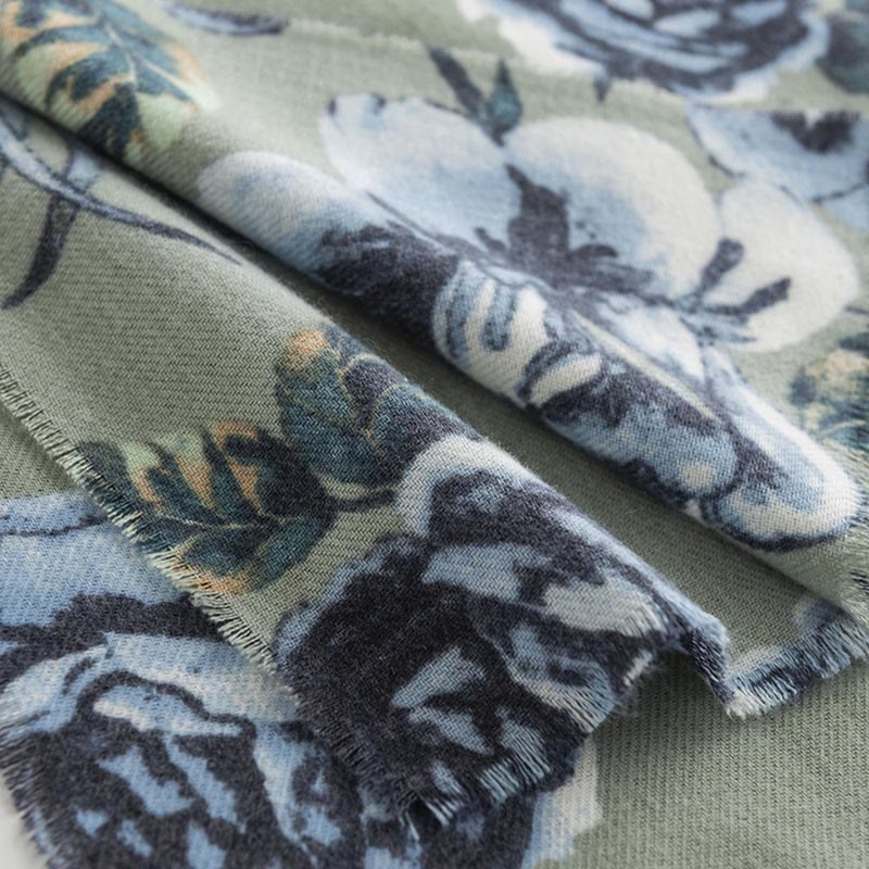 Tibetan Shawl Garden Style Rose Flower Print Fall Winter Soft Warm Scarf Wrap