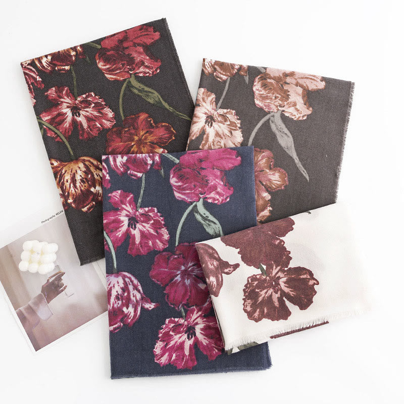 Tibetan Shawl Elegant Flower Print Fall Winter Soft Warm Scarf Wrap