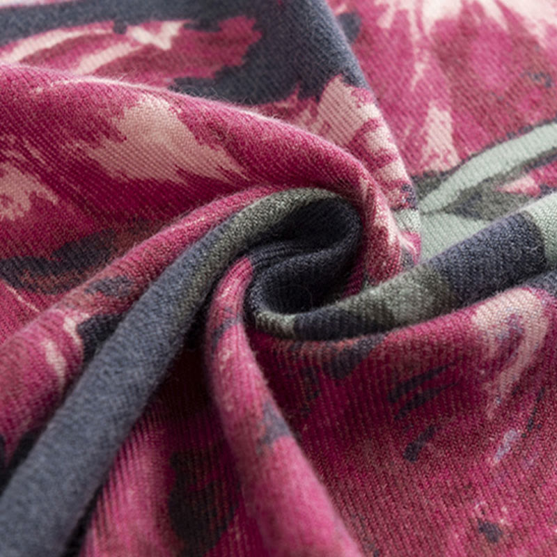 Tibetan Shawl Elegant Flower Print Fall Winter Soft Warm Scarf Wrap