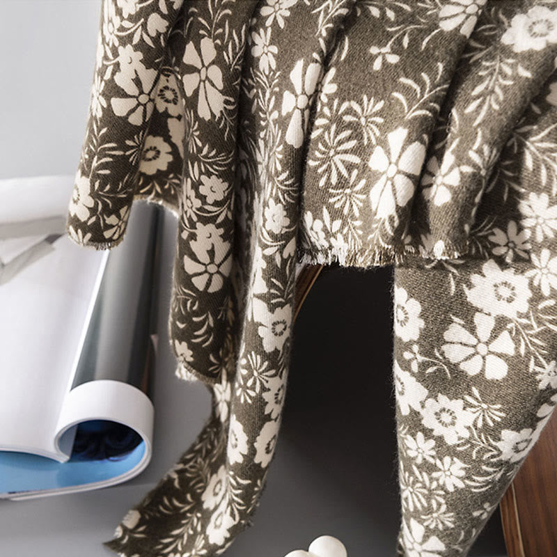 Tibetan Shawl Fresh Daisy Print Fall Winter Soft Warm Travel Scarf Wrap