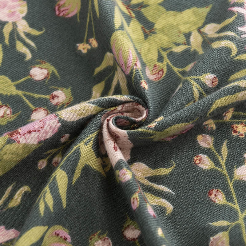 Tibetan Shawl Blooming Flower Lush Leaves Print Fall Winter Soft Warm Scarf Wrap