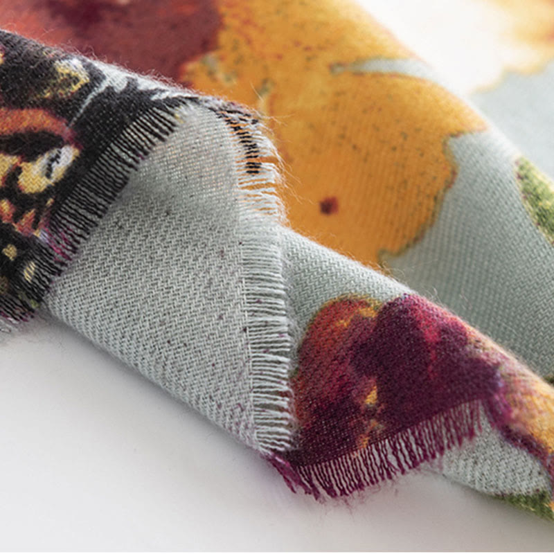 Soft Knit Butterfly Print Meditation Wrap Tibetan Shawl