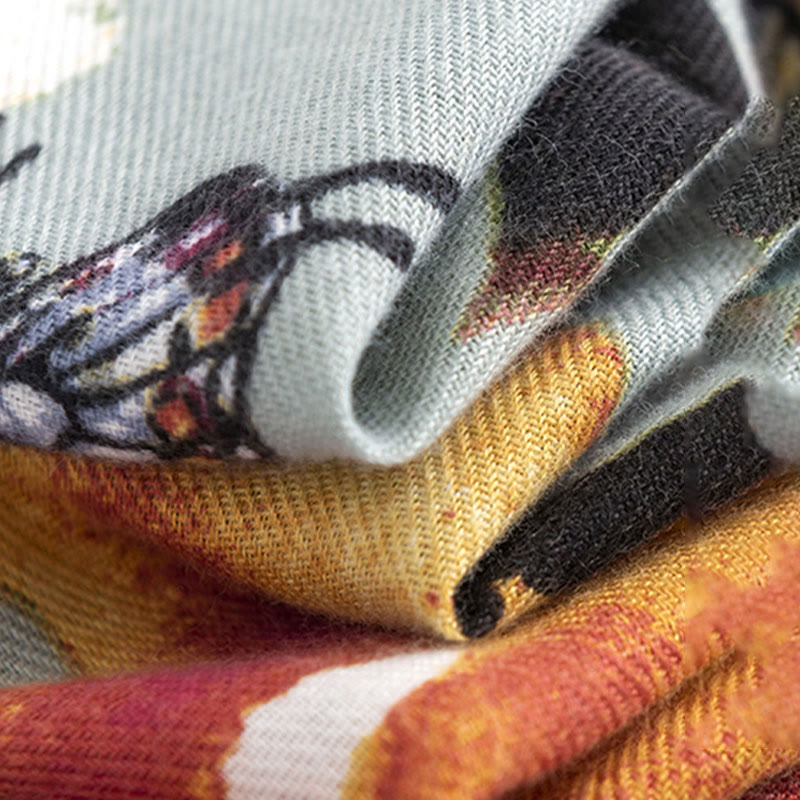 Soft Knit Butterfly Print Meditation Wrap Tibetan Shawl