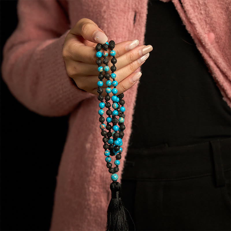 Emperor Stone Lava Rock Beads Tassel Happiness Necklaces Pendants