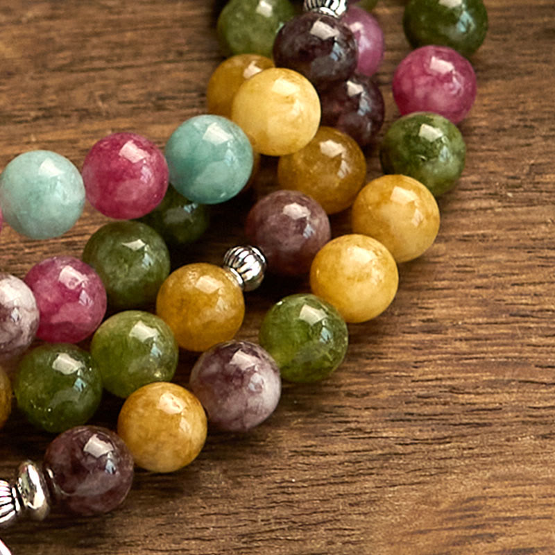 108 Mala Beads Multi-layer Natural Tourmaline Lotus Wisdom Bracelet