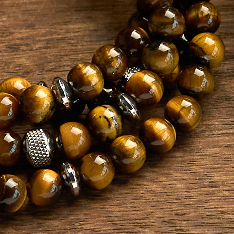 108 Mala Beads Natural Stone Tiger Eye Multi-turn Protection Bracelet