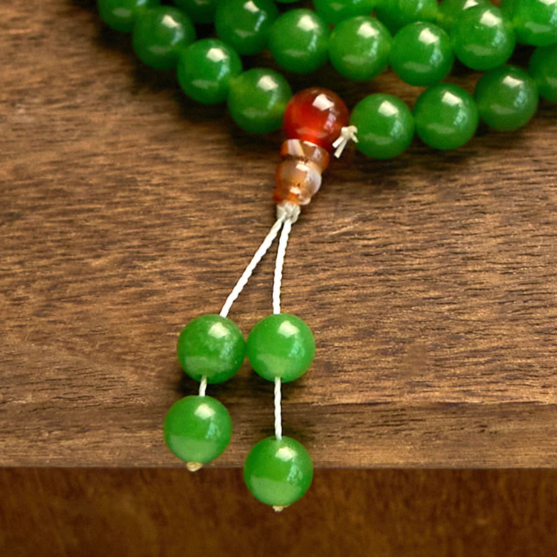 108 Mala Beads Natural Cyan Jade Luck Bracelet