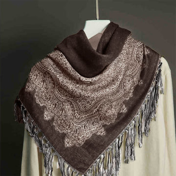 Tactile Jacquard Floral Meditation Wrap Tibetan Shawl