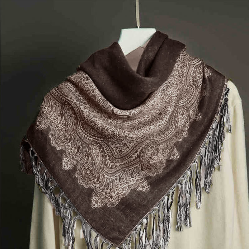 Tactile Jacquard Floral Meditation Wrap Tibetan Shawl