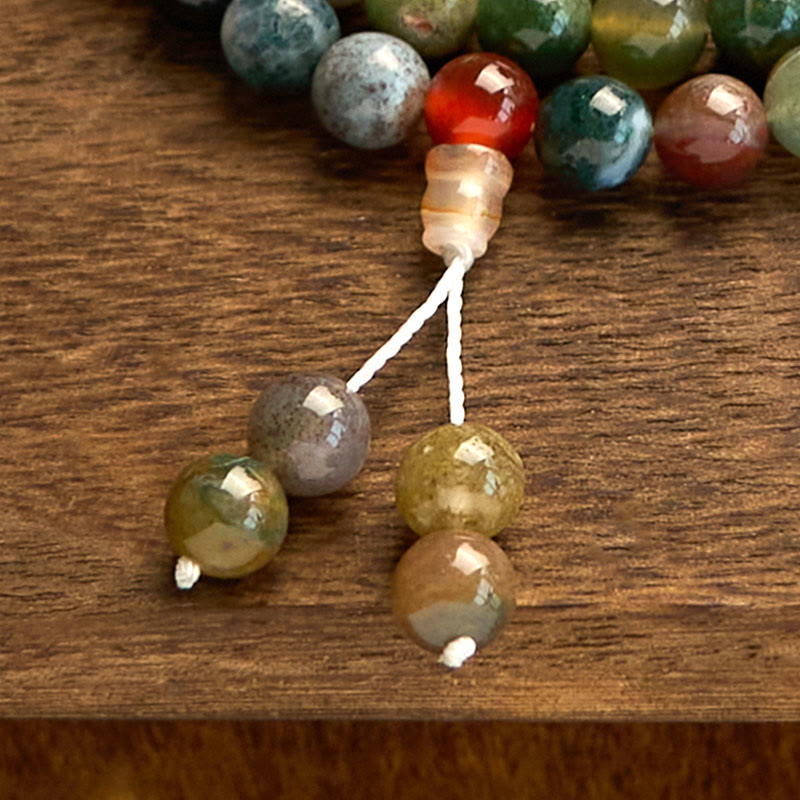 108 Mala Beads Natural Stone Moss Agate Multi-turn Healing Bracelet