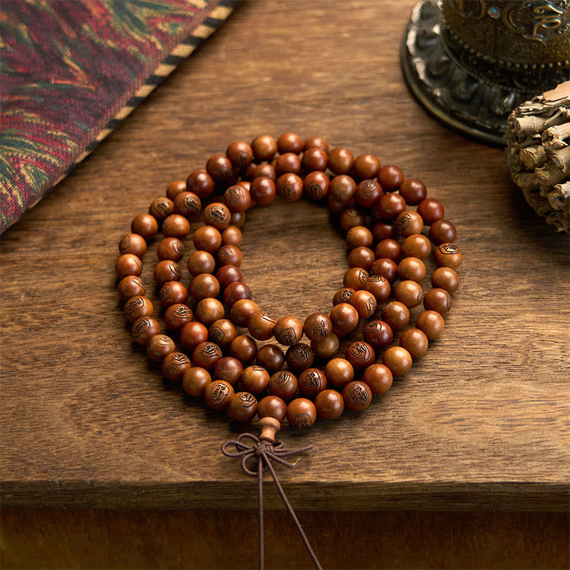 108 Mala Beads Lightning Struck Jujube Wood The Golden Light Mantra Protection Bracelet