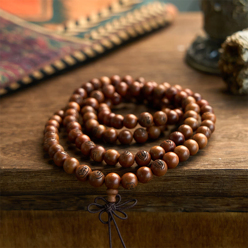 108 Mala Beads Lightning Struck Jujube Wood The Golden Light Mantra Protection Bracelet