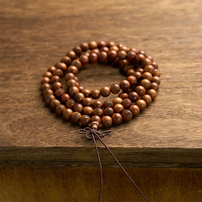108 Mala Beads Lightning Struck Jujube Wood The Golden Light Mantra Protection Bracelet