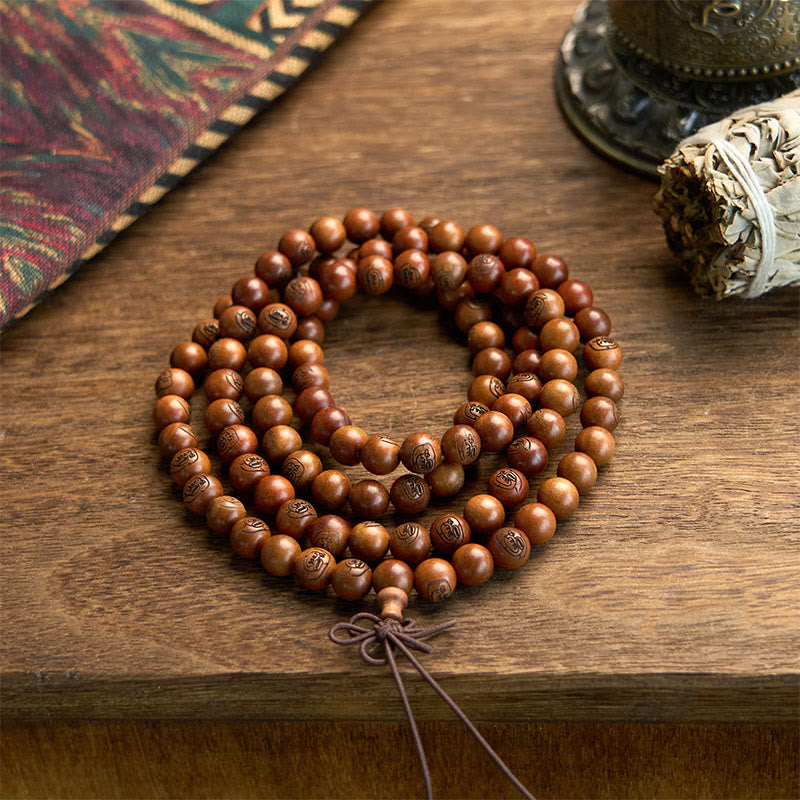 108 Mala Beads Lightning Struck Jujube Wood The Golden Light Mantra Protection Bracelet