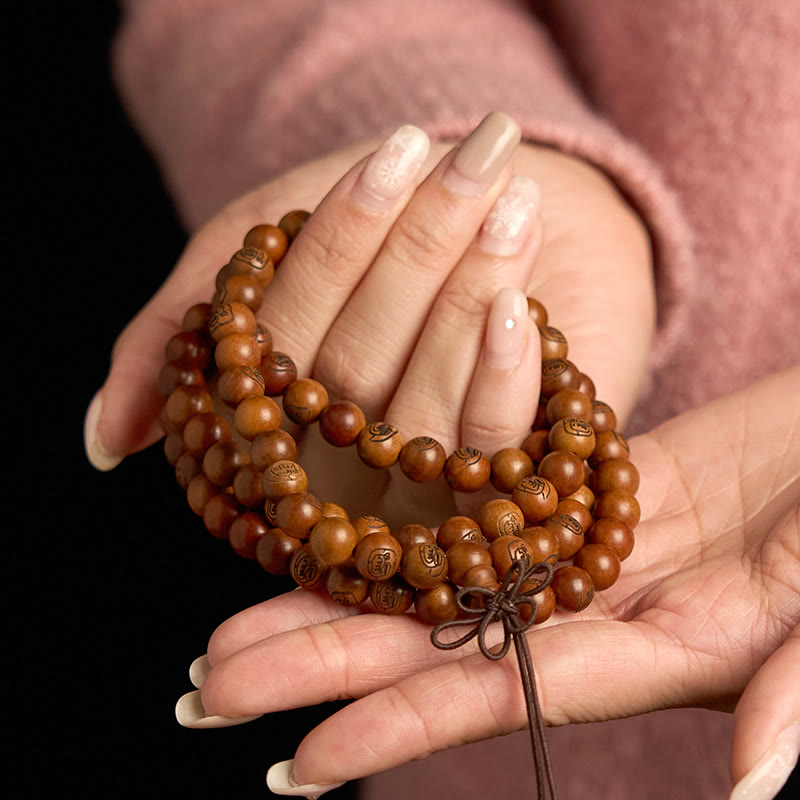 108 Mala Beads Lightning Struck Jujube Wood The Golden Light Mantra Protection Bracelet