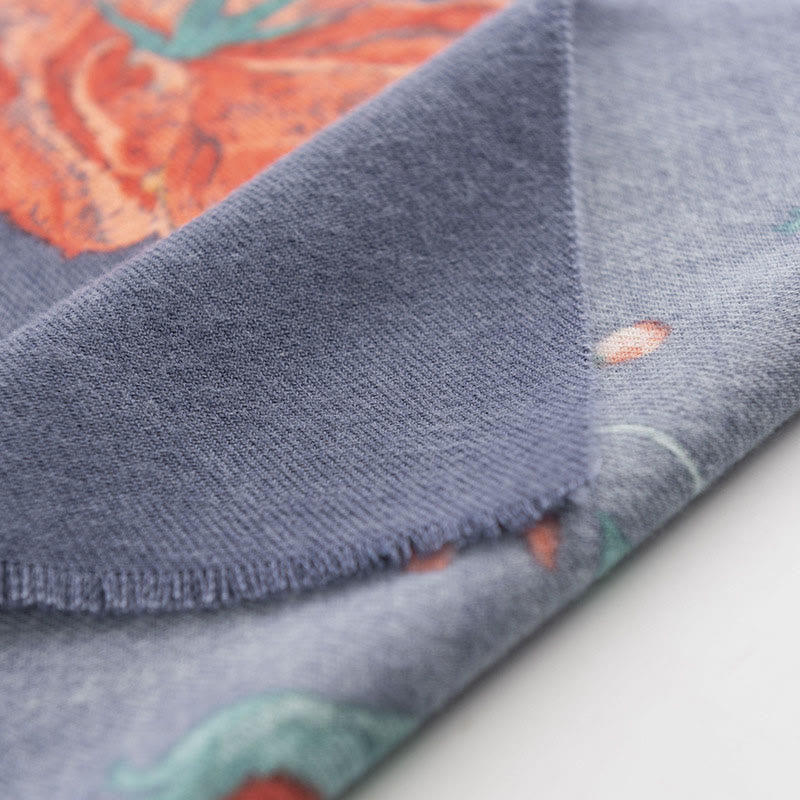 Tibetan Multiflora Rose Print Pattern Design Shawl Fall Winter Cozy Warm Scarf Wrap