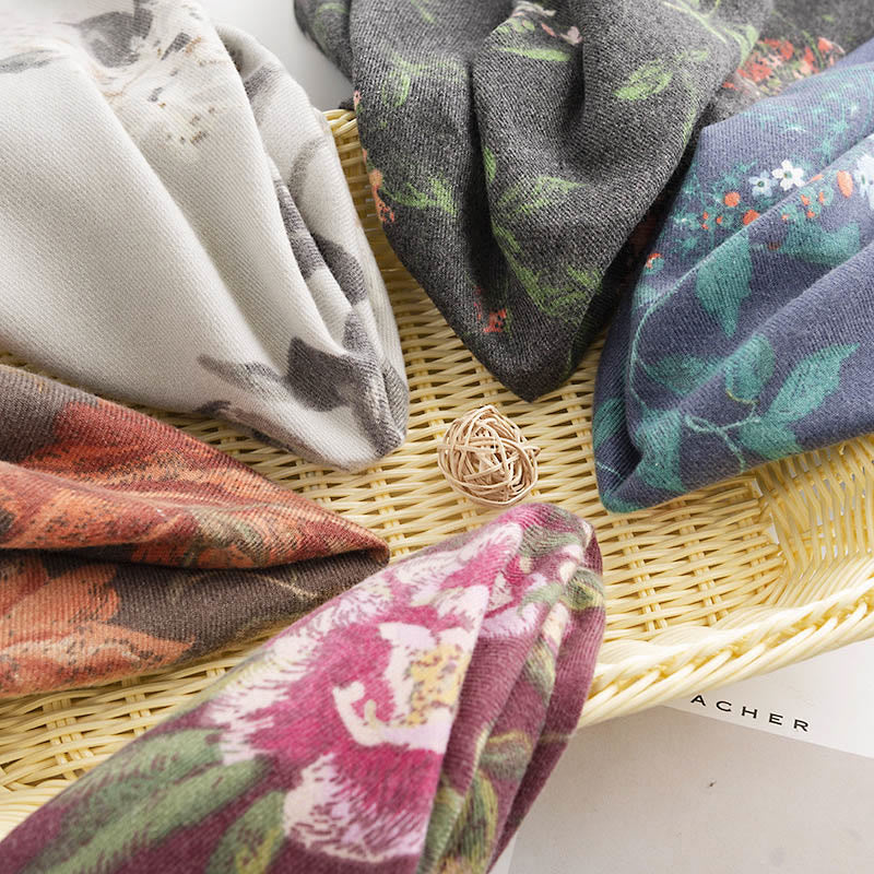 Tibetan Multiflora Rose Print Pattern Design Shawl Fall Winter Cozy Warm Scarf Wrap