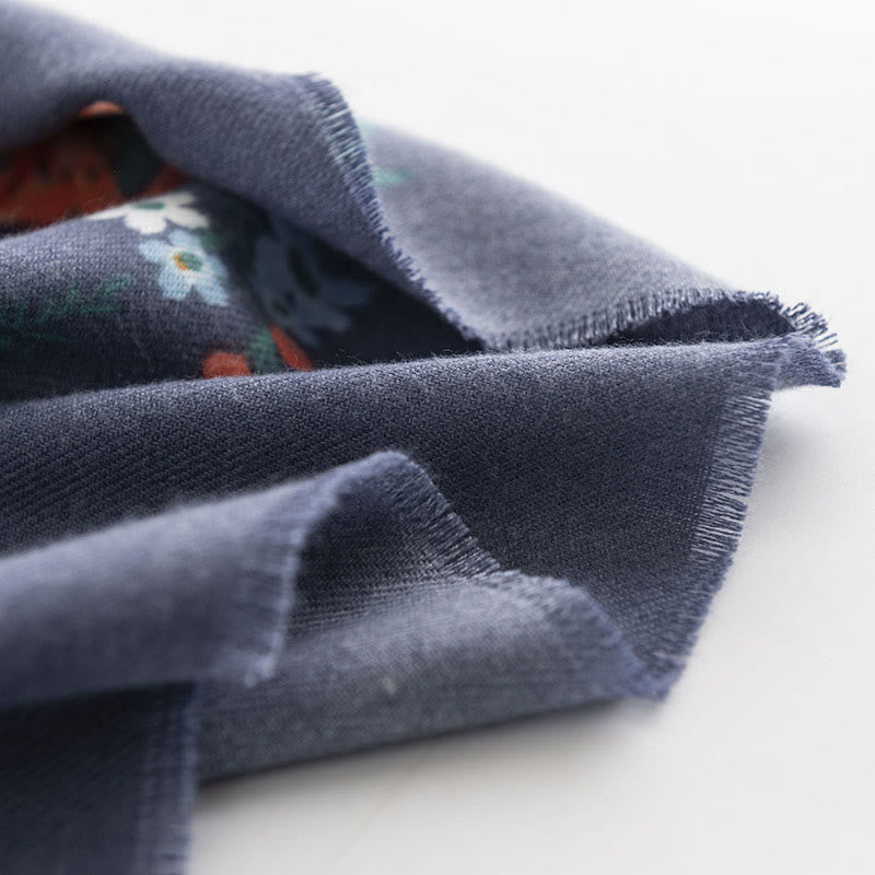 Tibetan Multiflora Rose Print Pattern Design Shawl Fall Winter Cozy Warm Scarf Wrap