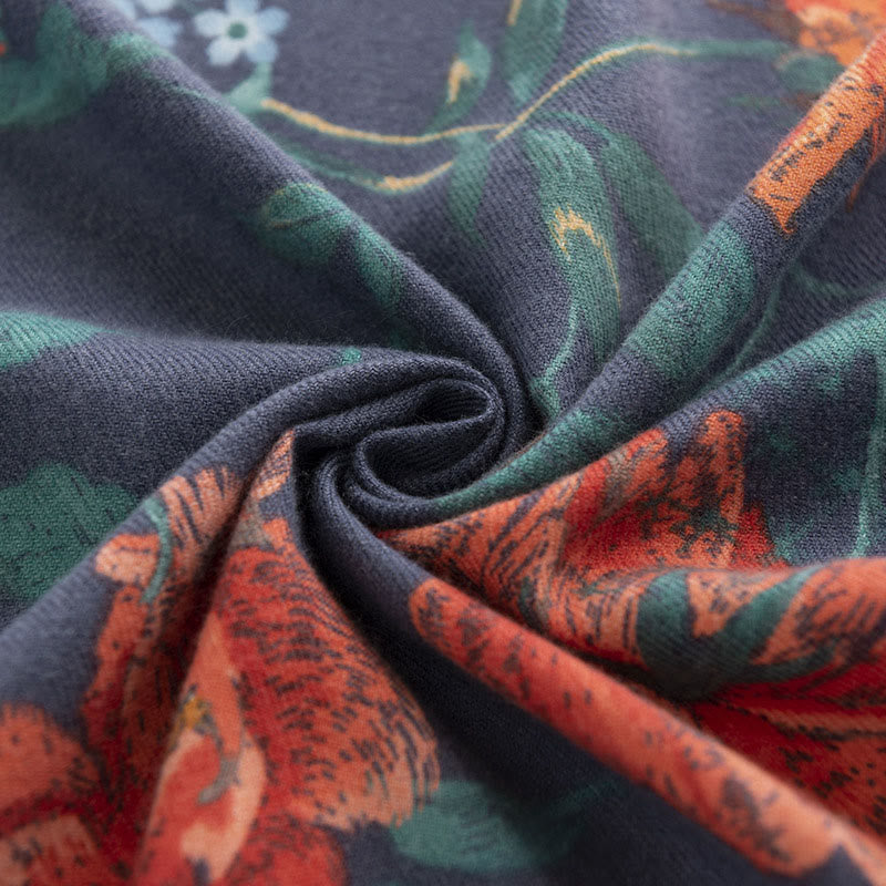 Tibetan Multiflora Rose Print Pattern Design Shawl Fall Winter Cozy Warm Scarf Wrap