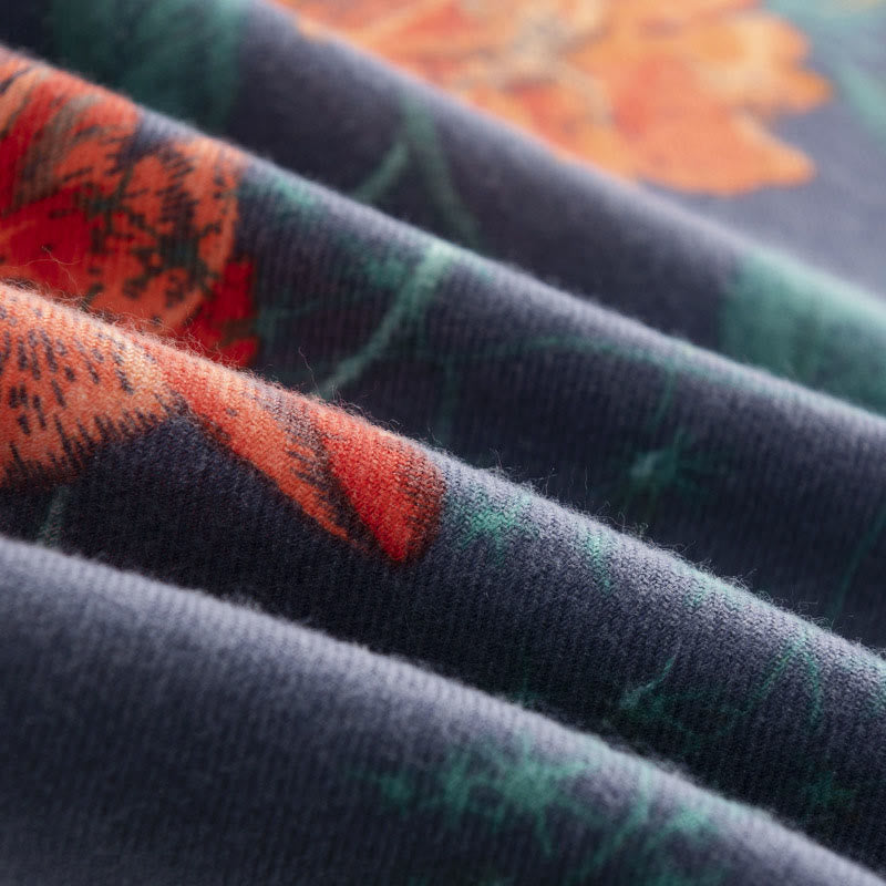 Tibetan Multiflora Rose Print Pattern Design Shawl Fall Winter Cozy Warm Scarf Wrap