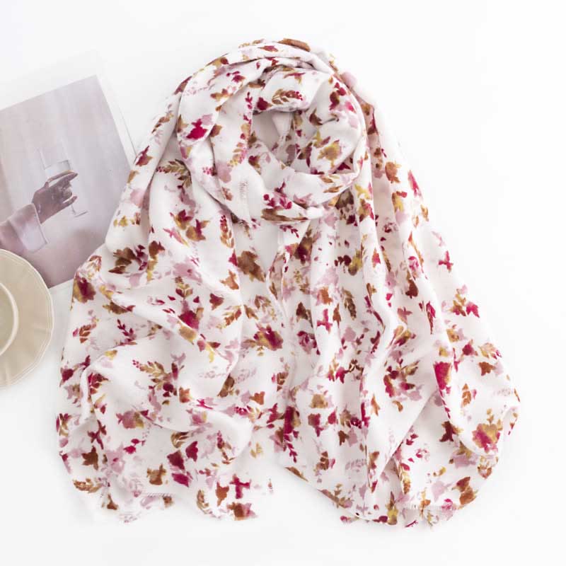 Tibetan Floral Falling Leaves Print Shawl Fall Winter Cozy Warm Travel Scarf Wrap