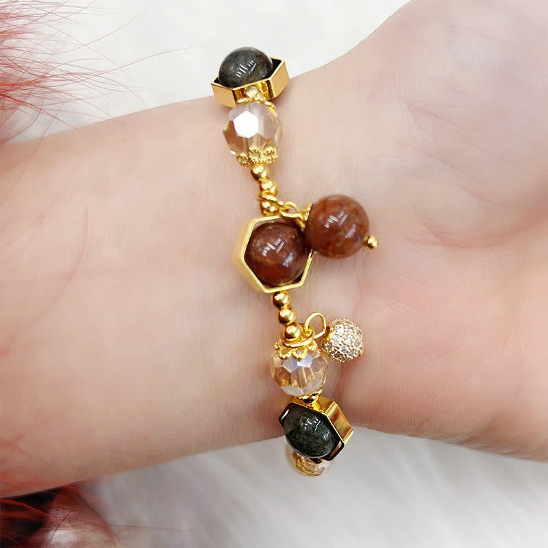 Natural Colored Rutilated Quartz Amethyst Protection Bracelet