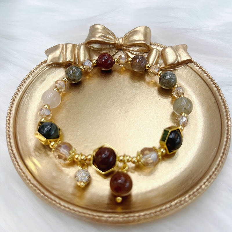 Natural Colored Rutilated Quartz Amethyst Protection Bracelet