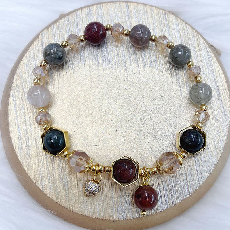 Natural Colored Rutilated Quartz Amethyst Protection Bracelet