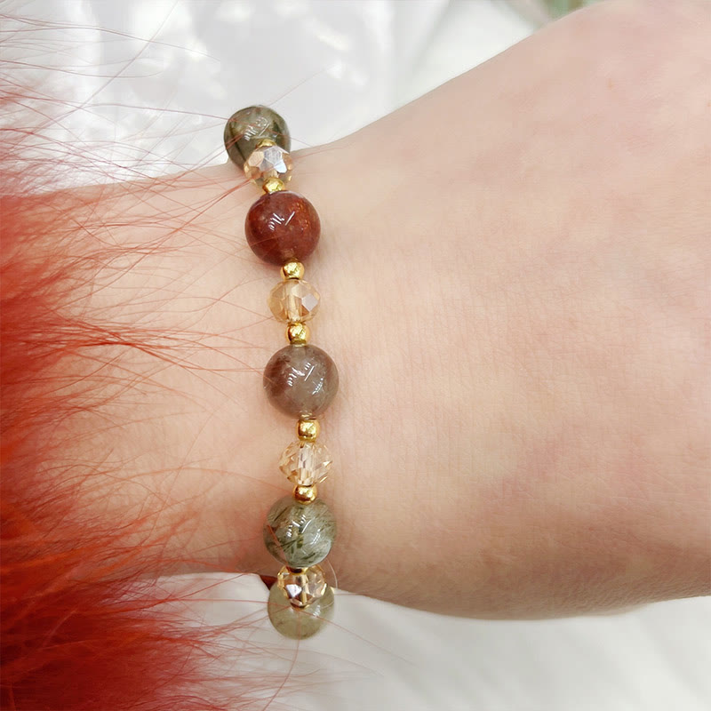 Natural Colored Rutilated Quartz Amethyst Protection Bracelet