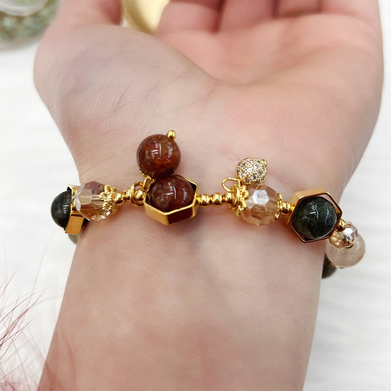 Natural Colored Rutilated Quartz Amethyst Protection Bracelet