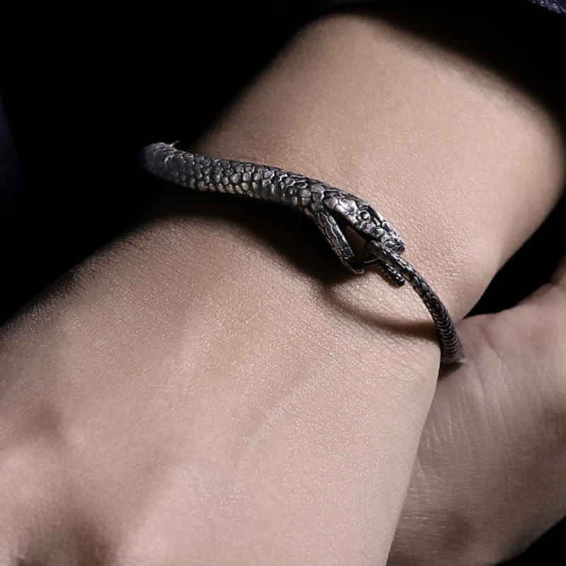 Textured Sterling Silver Snake Motif Chain Bracelet for Transformation