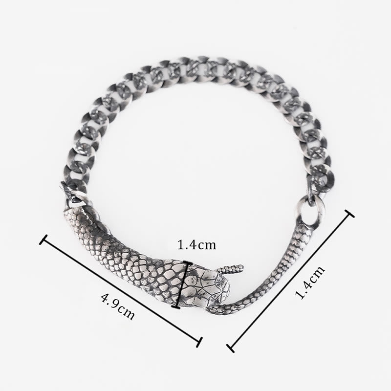 Textured Sterling Silver Snake Motif Chain Bracelet for Transformation