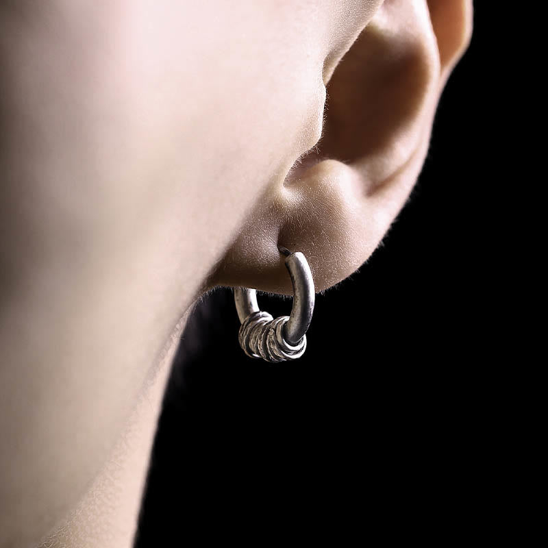 925 Sterling Silver Hand-hammered Protection Earrings